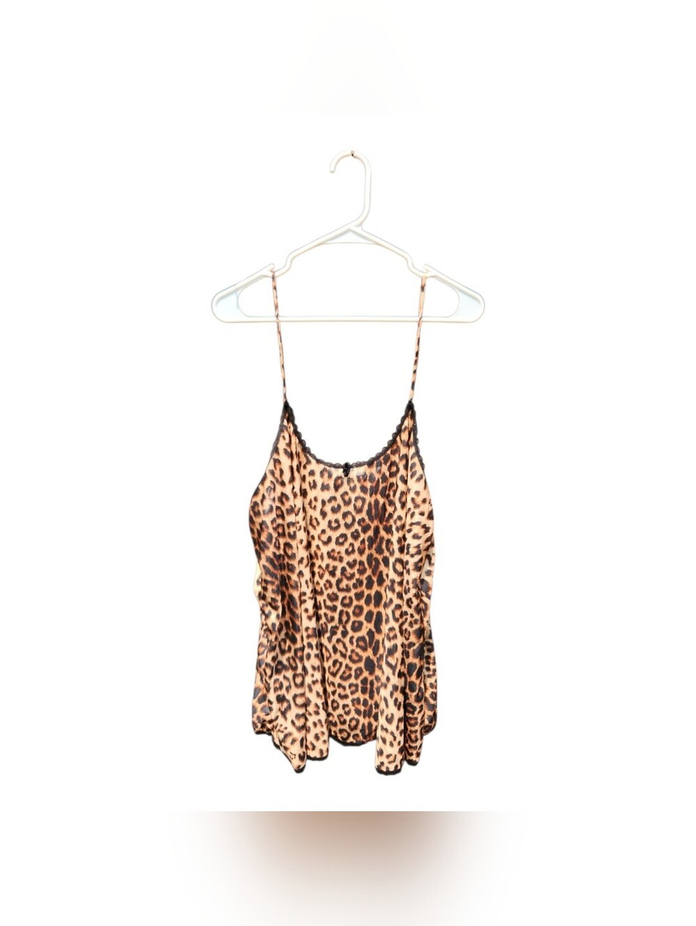 Vintage Sante Leopard Print Mini Slip Cami Lace Trim 80s 90s Mob Wife Grunge 2xl